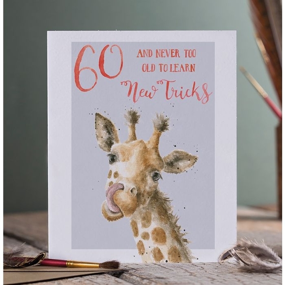 Hannah Dale Other - Giraffe Birthday Card '60 And Never Too Old To Learn New Tricks'